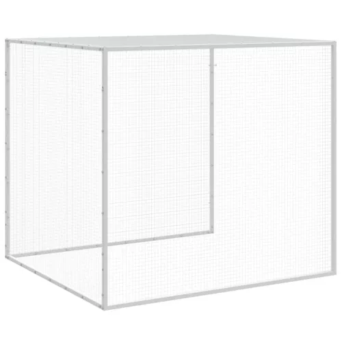  világosszürke horganyzott acél tyúkketrec tetővel 203x98x90 cm