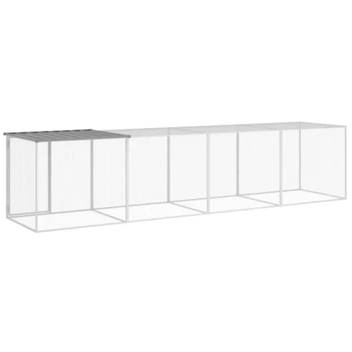  világosszürke horganyzott acél tyúkketrec tetővel 403x98x90 cm