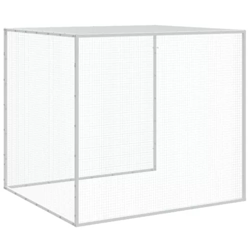  világosszürke horganyzott acél tyúkketrec tetővel 403x98x90 cm