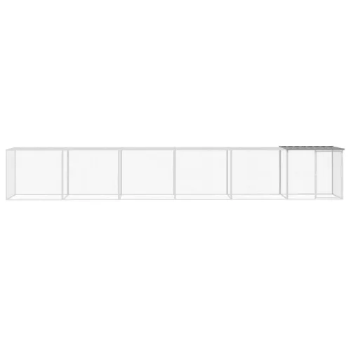  világosszürke horganyzott acél tyúkketrec tetővel 603x98x90 cm