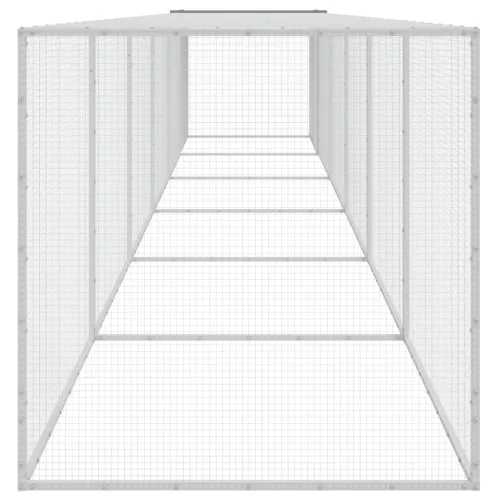  világosszürke horganyzott acél tyúkketrec tetővel 603x98x90 cm
