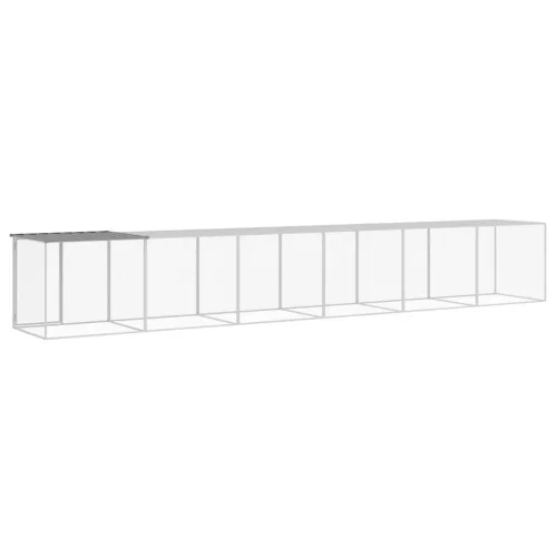  világosszürke horganyzott acél tyúkketrec tetővel 603x98x90 cm