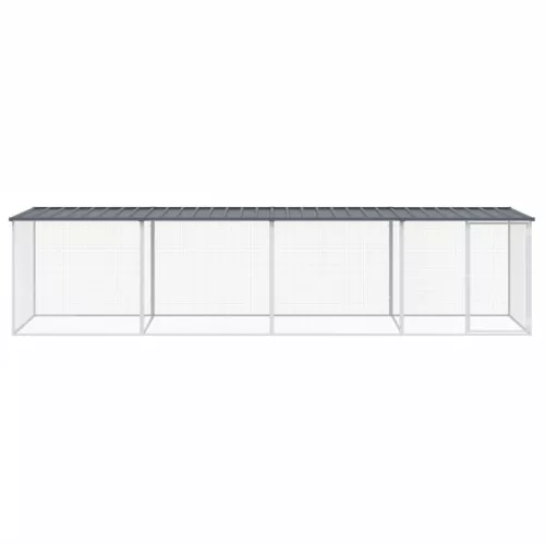  antracitszürke horganyzott acél tyúkketrec tetővel 403x98x90 cm