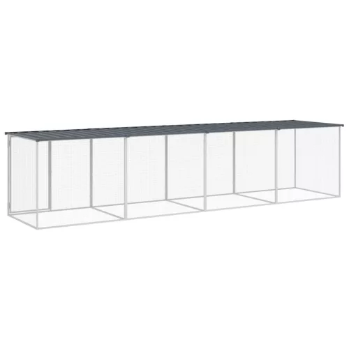  antracitszürke horganyzott acél tyúkketrec tetővel 403x98x90 cm