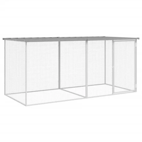  világosszürke horganyzott acél tyúkketrec tetővel 203x98x90 cm