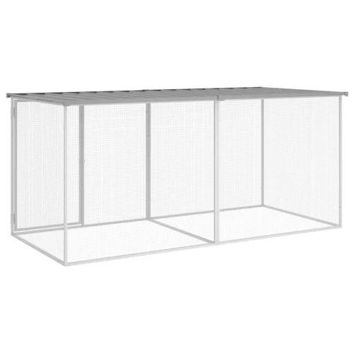  világosszürke horganyzott acél tyúkketrec tetővel 203x98x90 cm