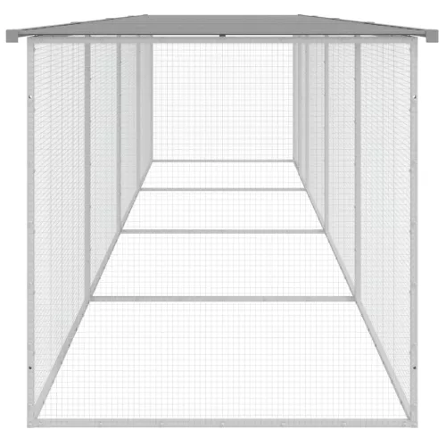  világosszürke horganyzott acél tyúkketrec tetővel 403x98x90 cm