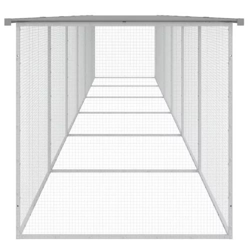  világosszürke horganyzott acél tyúkketrec tetővel 603x98x90 cm