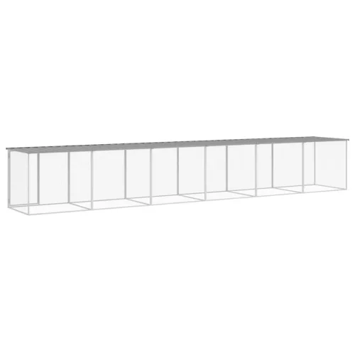  világosszürke horganyzott acél tyúkketrec tetővel 603x98x90 cm