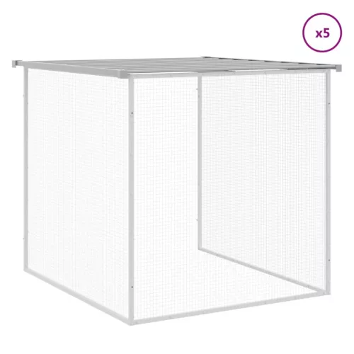  világosszürke horganyzott acél tyúkketrec tetővel 603x98x90 cm