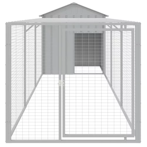  világosszürke horganyzott acél kifutós tyúkketrec 117x405x123cm