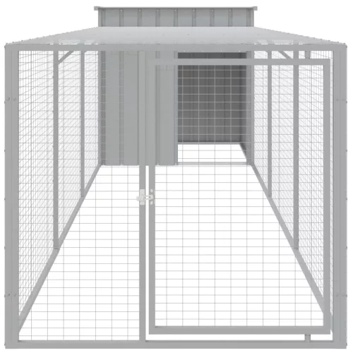  világosszürke horganyzott acél tyúkketrec 110x405x110 cm