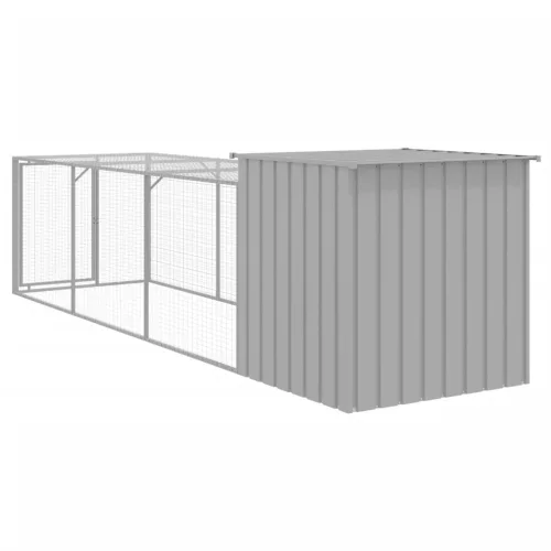  világosszürke horganyzott acél tyúkketrec 110x405x110 cm