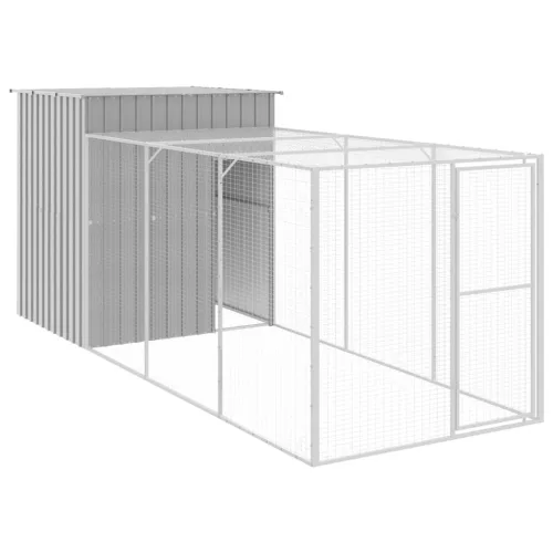  világosszürke horganyzott acél kifutós tyúkketrec 165x455x181cm