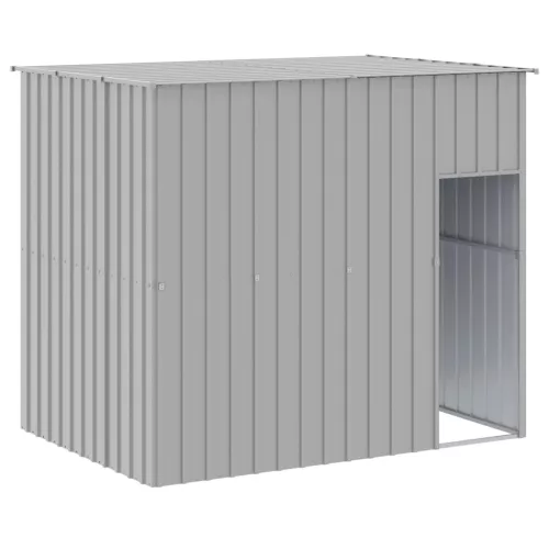  világosszürke horganyzott acél tetős kutyakennel 214x661x181 cm