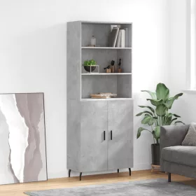  betonszürke szerelt fa magasszekrény 69,5 x 34 x 180 cm