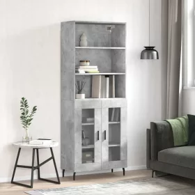  betonszürke szerelt fa magasszekrény 69,5 x 34 x 180 cm