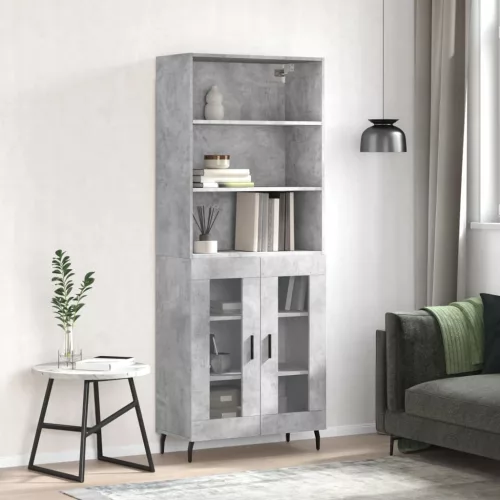  betonszürke szerelt fa magasszekrény 69,5 x 34 x 180 cm