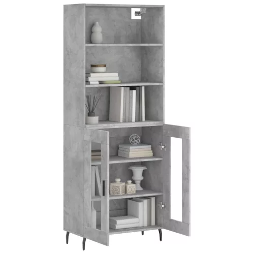  betonszürke szerelt fa magasszekrény 69,5 x 34 x 180 cm