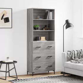  szürke sonoma szerelt fa magasszekrény 69,5 x 34 x 180 cm