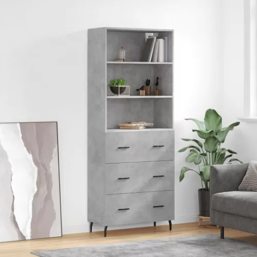  betonszürke szerelt fa magasszekrény 69,5 x 34 x 180 cm