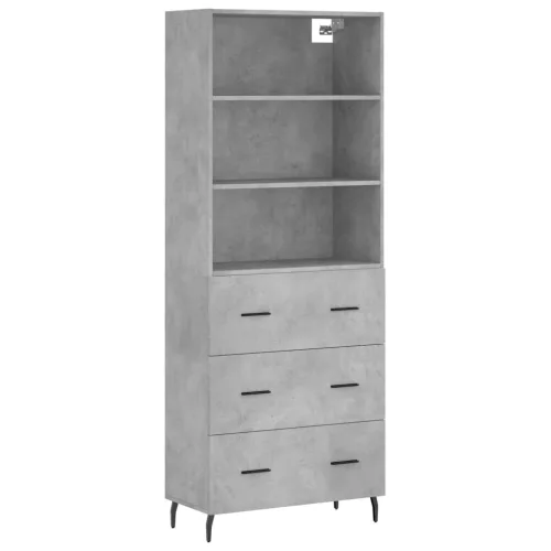  betonszürke szerelt fa magasszekrény 69,5 x 34 x 180 cm