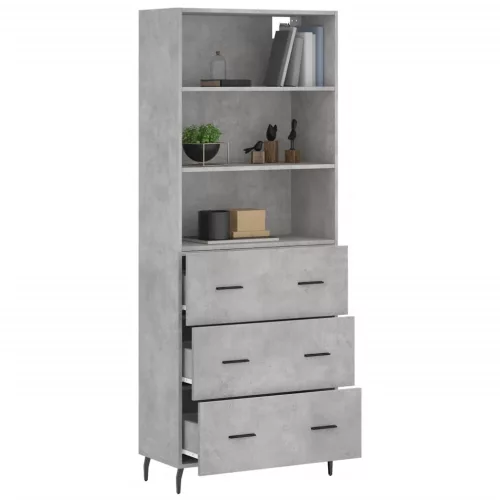  betonszürke szerelt fa magasszekrény 69,5 x 34 x 180 cm