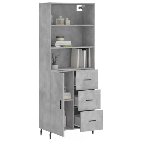 betonszürke szerelt fa magasszekrény 69,5 x 34 x 180 cm
