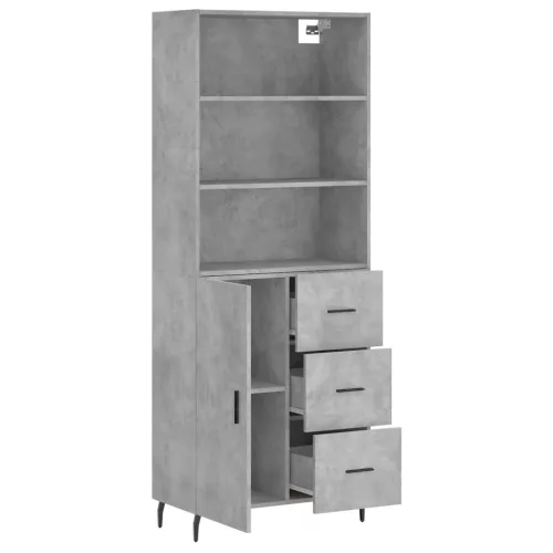  betonszürke szerelt fa magasszekrény 69,5 x 34 x 180 cm