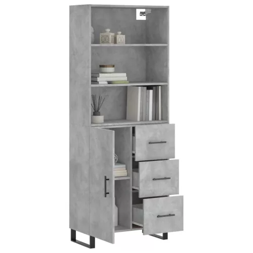  betonszürke szerelt fa magasszekrény 69,5 x 34 x 180 cm