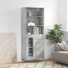 betonszürke szerelt fa magasszekrény 69,5 x 34 x 180 cm