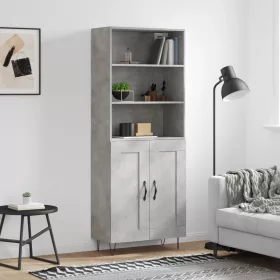  betonszürke szerelt fa magasszekrény 69,5 x 34 x 180 cm