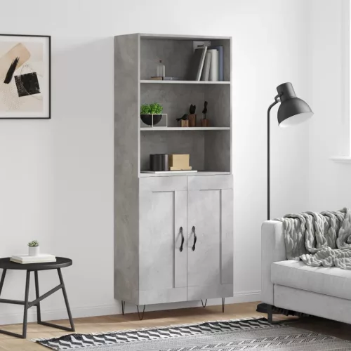  betonszürke szerelt fa magasszekrény 69,5 x 34 x 180 cm