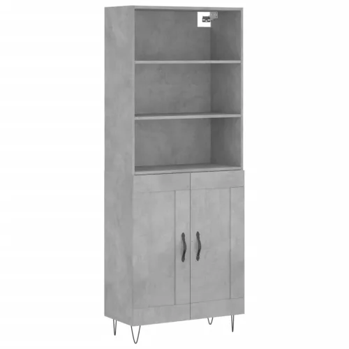 betonszürke szerelt fa magasszekrény 69,5 x 34 x 180 cm