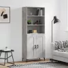  betonszürke szerelt fa magasszekrény 69,5 x 34 x 180 cm