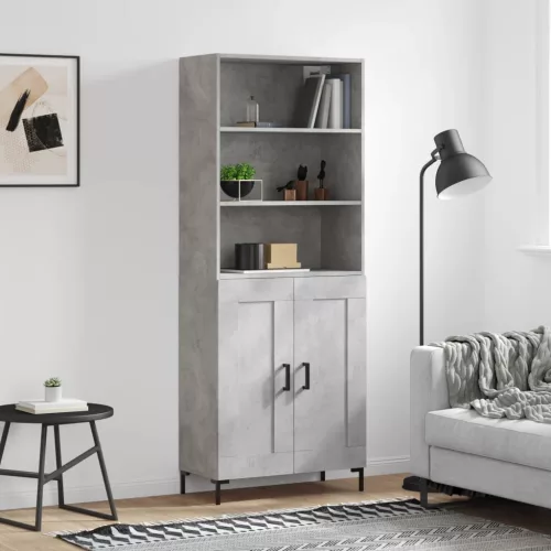  betonszürke szerelt fa magasszekrény 69,5 x 34 x 180 cm