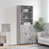  betonszürke szerelt fa magasszekrény 69,5 x 34 x 180 cm