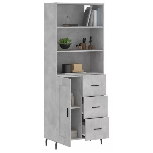 betonszürke szerelt fa magasszekrény 69,5 x 34 x 180 cm