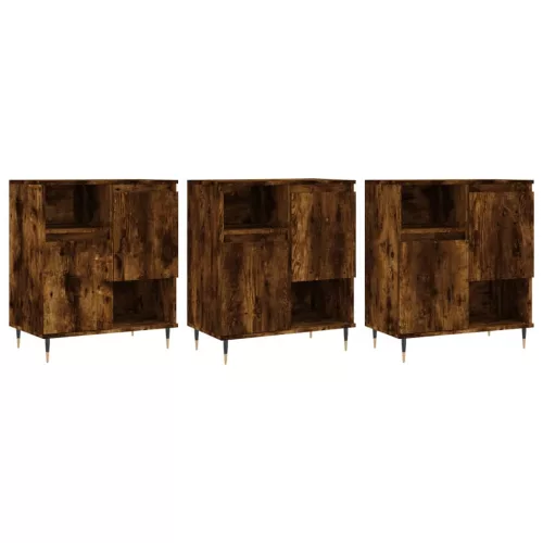  3 db füstös tölgy szerelt fa tálalószekrény