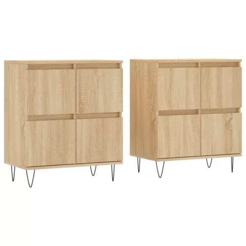  2 db sonoma tölgyszínű szerelt fa tálalószekrény