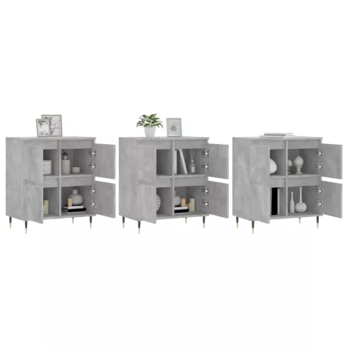  3 db betonszürke szerelt fa tálalószekrény