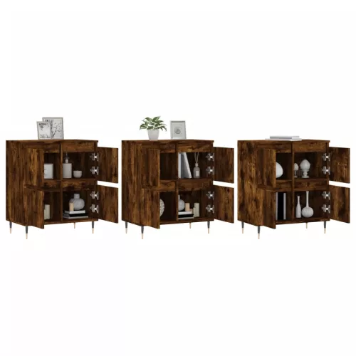  3 db füstös tölgy szerelt fa tálalószekrény