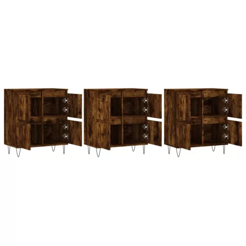  3 db füstös tölgy szerelt fa tálalószekrény