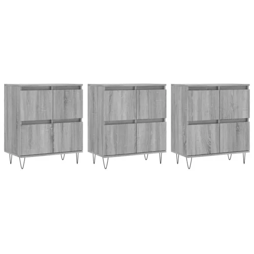  3 db szürke sonoma színű szerelt fa tálalószekrény