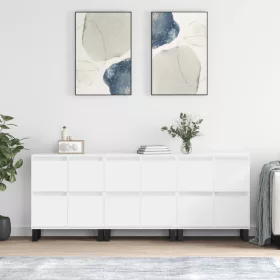  3 db fehér szerelt fa tálalószekrény