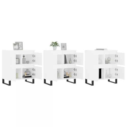  3 db fehér szerelt fa tálalószekrény