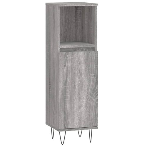  3 részes szürke sonoma színű szerelt fa fürdőszobai bútorszett