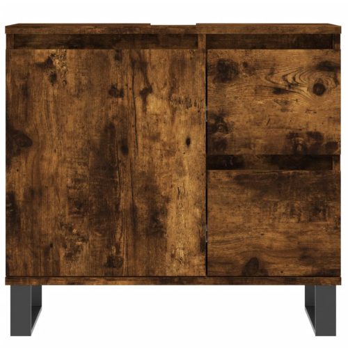  3 részes füstös tölgy színű szerelt fa fürdőszobai bútorszett