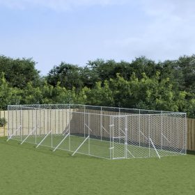    ezüstszínű kültéri horganyzott acél kutyakennel 4 x 12 x 2 m