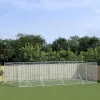  ezüstszínű kültéri horganyzott acél kutyakennel 8x4x2 m